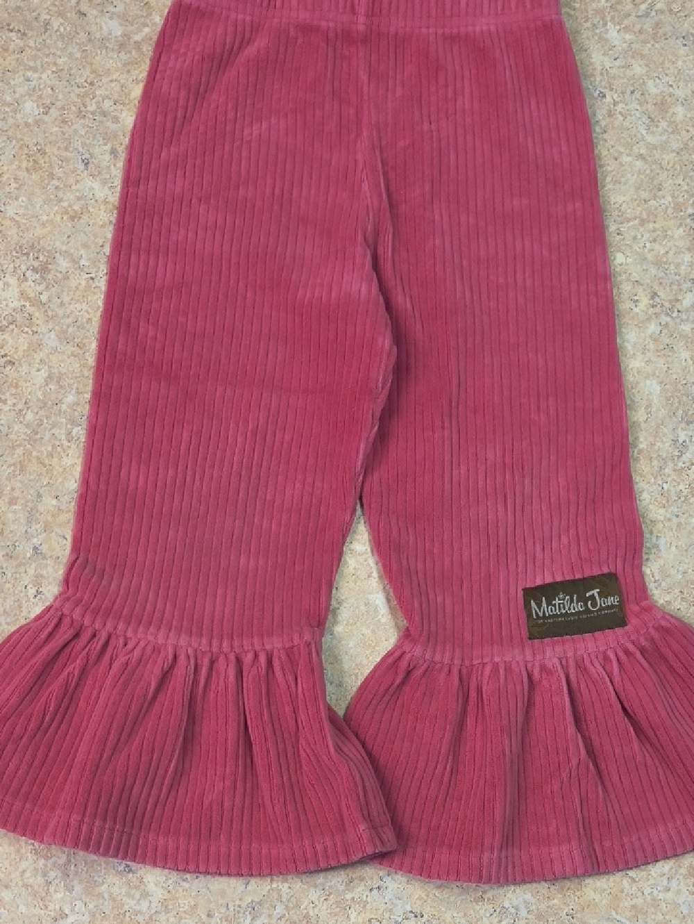 Matilda Jane Rose Pink Corduroy Ruffle Pants EUC Sz 4